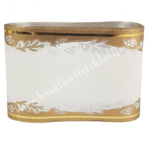 Kegyeleti szalag, fehér-arany, 3 cm, 5 m/tekercs