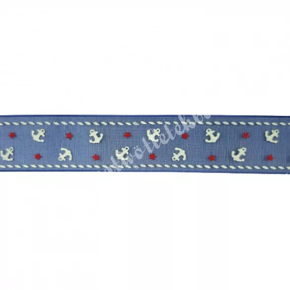 Horgony mintás organzaszalag, 1,6 cm