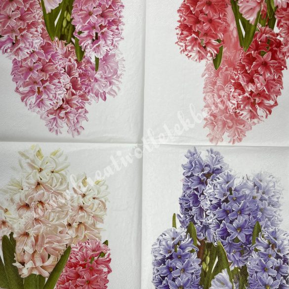 Szalvéta, tavaszi virágok, jácint, 33x33 cm (35)