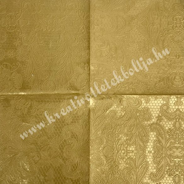 Szalvéta, csipke mintás, gyöngyház arany, 25x25 cm (47)