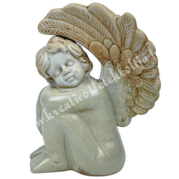 Kerámia ülő angyal, 11x15,5 cm