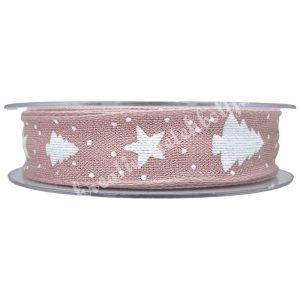 Karácsonyi szalag, csillag és fenyőfa, 2,5 cm (29)