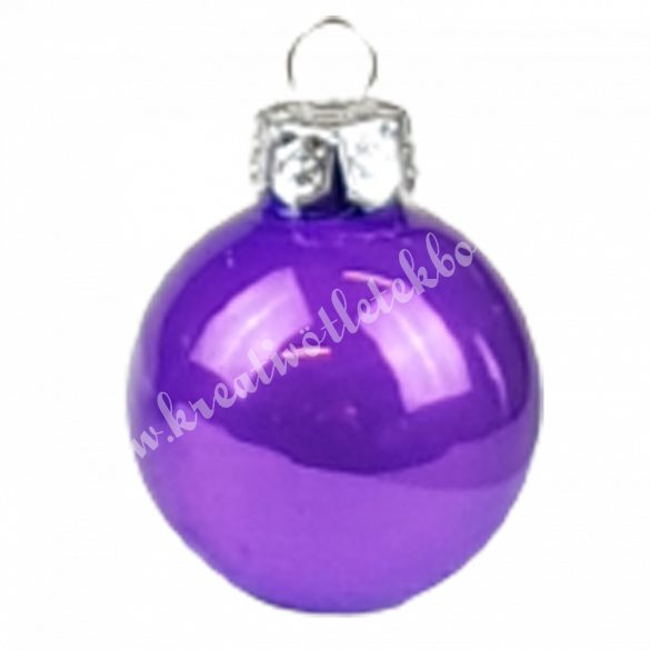 Karácsonyfadísz, üveggömb, viola lila, fényes, 4 cm