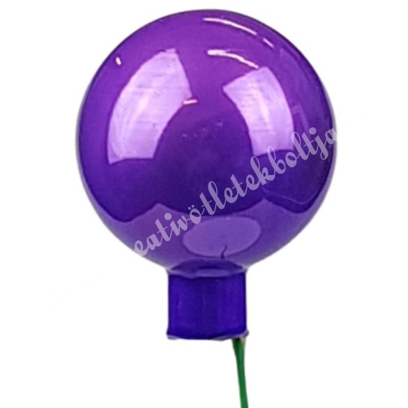 Betűzős üveggömb, viola lila, fényes, 4 cm