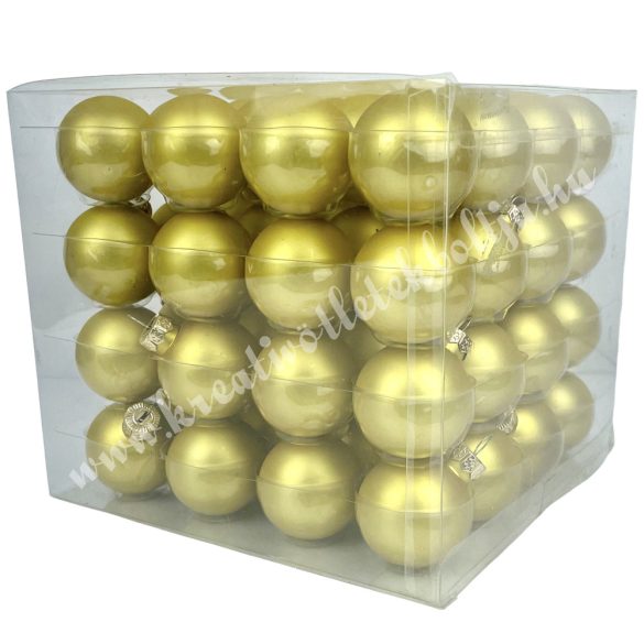 Üveggömb, barokk arany, matt 4 cm, 64 db/doboz