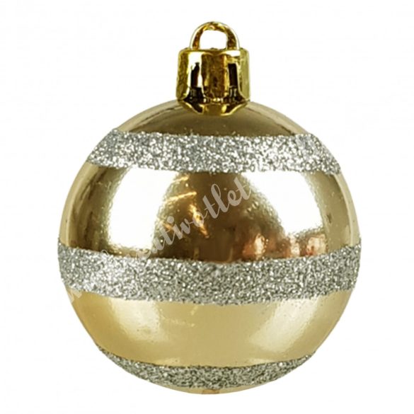 Karácsonyfadísz, gömb, arany-ezüst, 4 cm