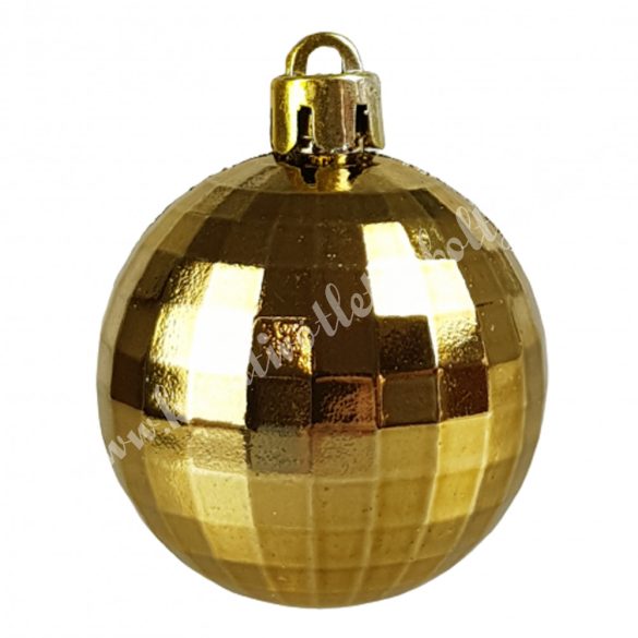 Karácsonyfadísz, gömb, arany, fazettált, 5 cm