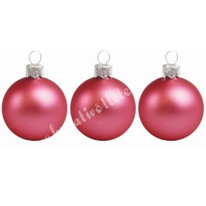 Karácsonyfadísz, üveggömb, pink, matt, 8 cm, 3 db/doboz
