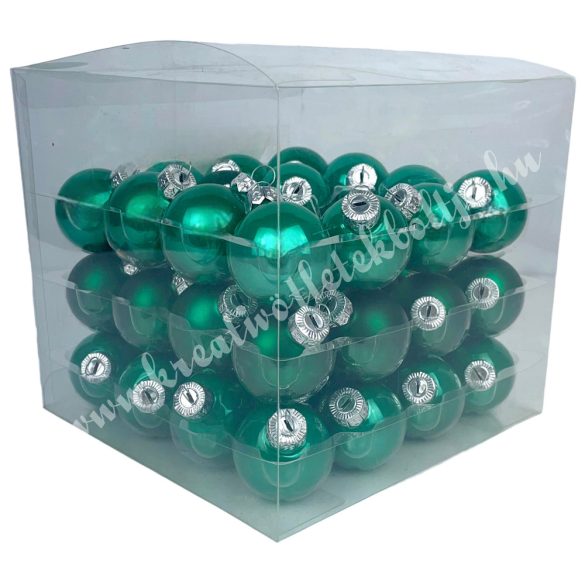 Üveggömb, smaragdzöld fényes/matt, 4 cm, 46 db/doboz