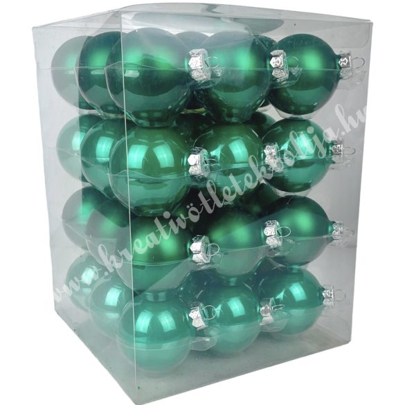 Üveggömb, smaragdzöld fényes/matt, 5,7 cm, 36 db/doboz