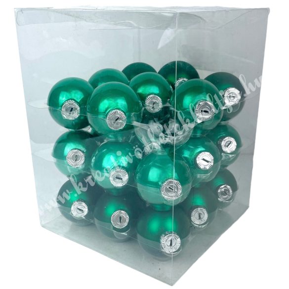 Üveggömb, smaragdzöld fényes/matt, 5,7 cm, 26 db/doboz
