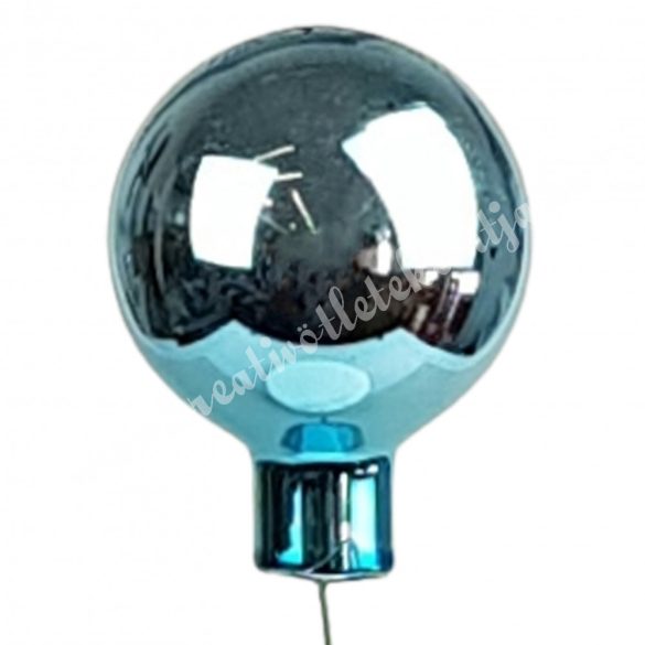 Betűzős üveggömb, vízkék, fényes, 4 cm