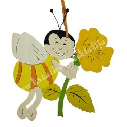 Akasztós dísz, méhecske virággal, 10,5x12 cm