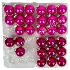 Karácsonyfadísz, üveggömb, élénk pink-pink, 4 cm, 29 db/doboz