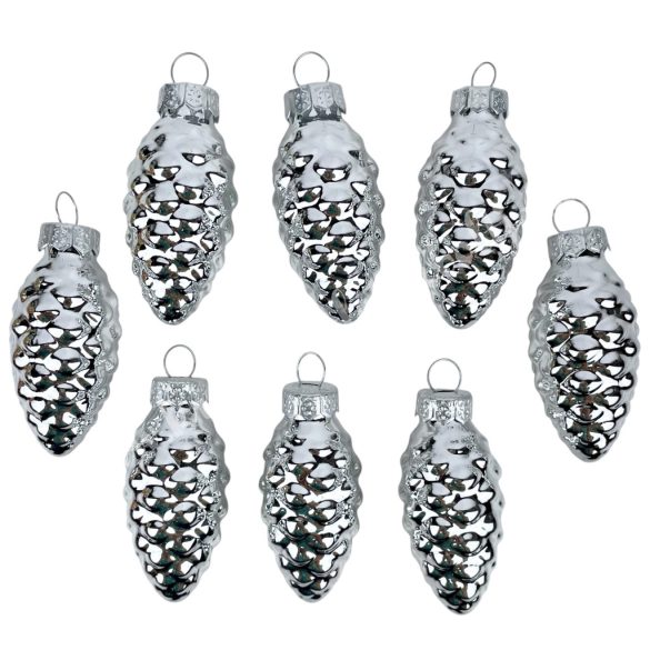 Akasztós üvegtoboz, ezüst, 2,5x5,5 cm, 8 db/doboz