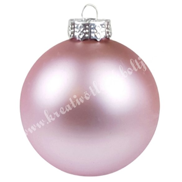 Karácsonyfadísz, üveggömb, púder rózsaszín, matt, 3 cm