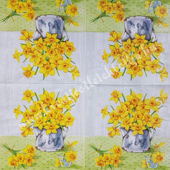 Szalvéta, tavaszi virágok, nárcisz, 25x25 cm (22)