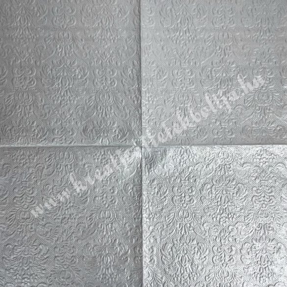 Szalvéta, csipke mintás, gyöngyház ezüst, 33x33 cm (42)