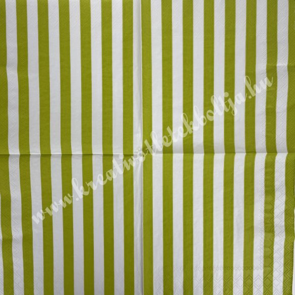 Szalvéta, mintás, zöld-fehér csíkos, 33x33 cm (15) 