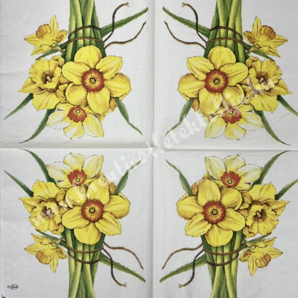 Szalvéta, tavaszi virágok, nárcisz, 33x33 cm (33)