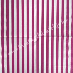 Szalvéta, mintás, pink-fehér csíkos, 33x33 cm (16) 