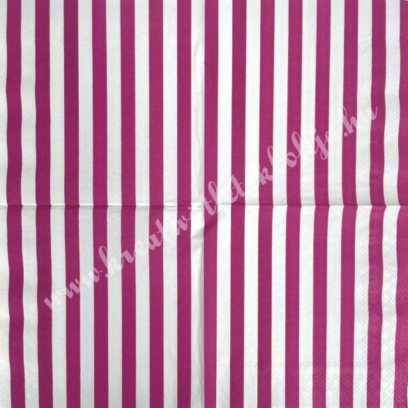 Szalvéta, mintás, pink-fehér csíkos, 33x33 cm (16) 