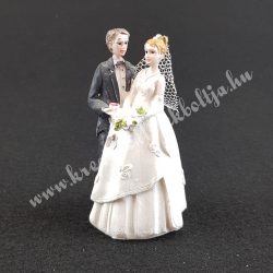 Esküvői pár csokorral, 4,5x9,5 cm