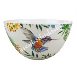 Kerámia müzlis vagy leveses tál, 14 cm, kolibris