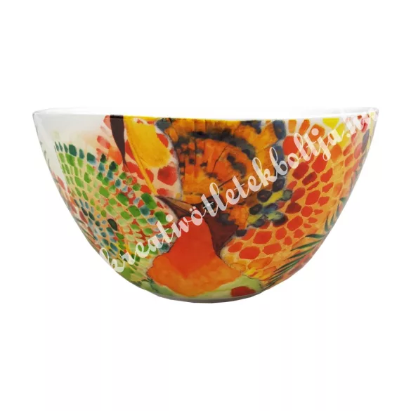 Kerámia müzlis vagy leveses tál, 14 cm, madaras