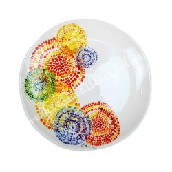 Kerámia lapos tányér, 19 cm, mozaikos
