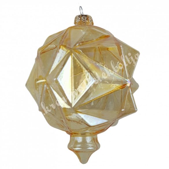Karácsonyfadísz, antikolt üveg, átlátszó arany, 7,5x9 cm 