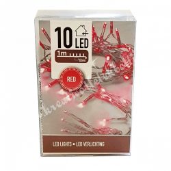 LED-es égősor, 10 izzós, piros, 1 méter