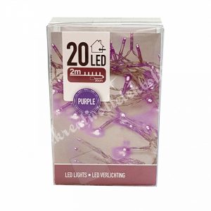 LED-es égősor, 20 izzós, lila, 2 méter