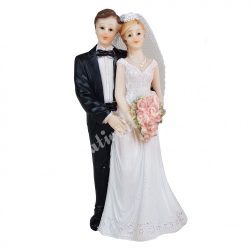 Esküvői pár, virágcsokorral, 7x15 cm