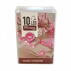 LED-es égősor, 10 izzós, pink, 1 méter