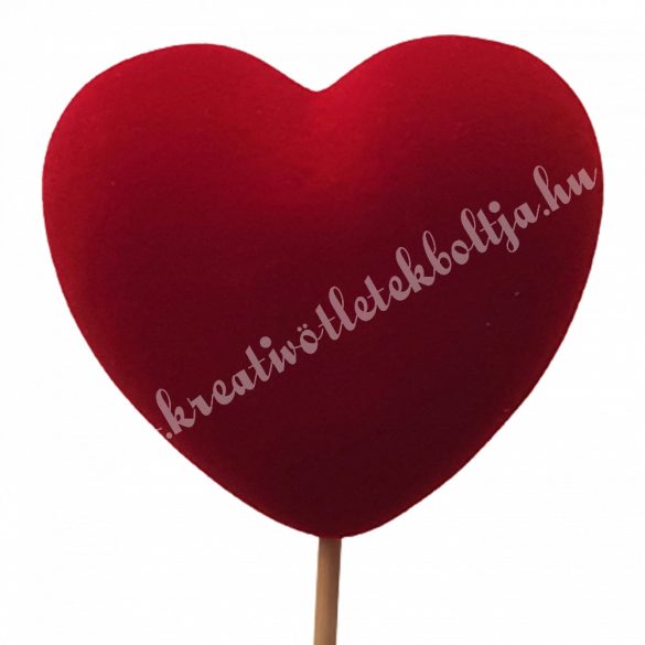 Betűzős flokkolt szív, piros, 7 cm