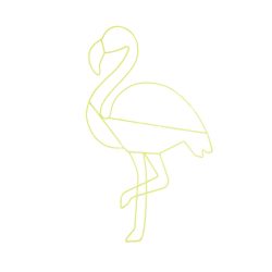 Fém flamingó, sárga, 33x46 cm