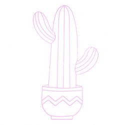 Fém kaktusz, rózsaszín, 35x58,5 cm