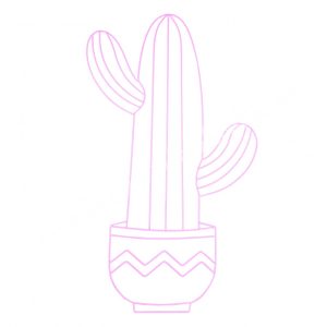Fém kaktusz, rózsaszín, 35x58,5 cm