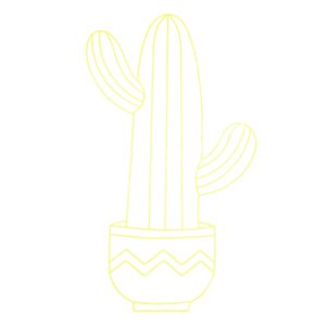 Fém kaktusz, sárga, 38x58,5 cm