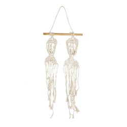 Makramé függő dísz, 2 hallal, 26,5x58 cm