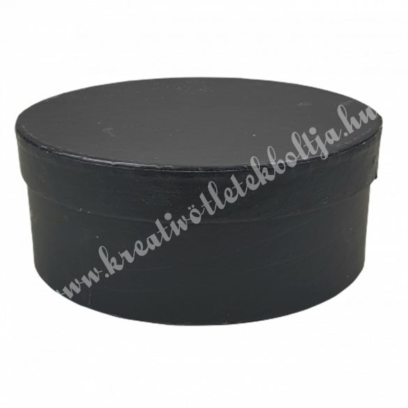 Kerek kalapdoboz, fekete, kicsi, 15 cm