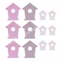 Fa házikó, fehér, rózsaszín, lila, 12 db/csomag
