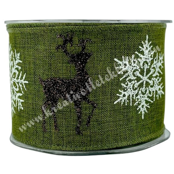 Karácsonyi szalag, hópehely és szarvas, 6 cm (77)
