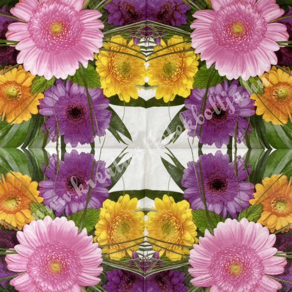 Szalvéta, virágok, gerbera, 33x33 cm (30)