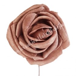 Betűzős polifoam rózsa, tejeskávé, 5 cm