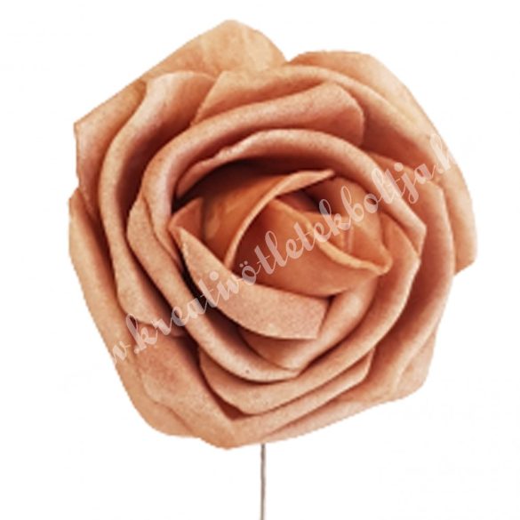 Betűzős polifoam rózsa, vintage barna, 5 cm