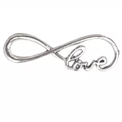Fémköztes, love, platina színű, 4x1 cm  