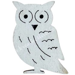 Ragasztható fa bagoly, fehér, 2,3x3 cm