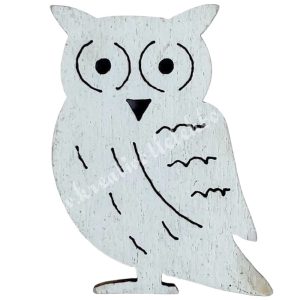 Ragasztható fa bagoly, fehér, 2,3x3 cm